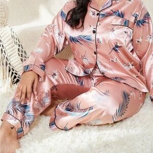 Satin Feather Print Pajama Set BUNDLE